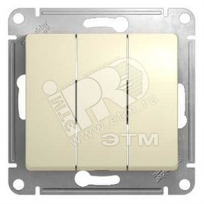 GSL000231 Glossa Трехклавишный выключатель (сх.3), бежевый, механизм (уп.20шт.) Schneider Electric GSL000231