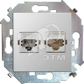 1591590-030 Розетка телефонная + компьютерная RJ11+RJ45 кат.5е, белый (уп.20шт.) Simon Electric 1591590-030