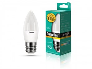 LED12-C35/830/E27 B LED 12Вт E27 3000К 990Лм свеча 220В (замена 100Вт) Лампа светодиодная (уп.10/100шт.) Camelion (Китай) LED12-C35/830/E27