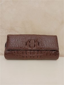  Клатч из кожи крокодила Premium Coods коричневый 699958