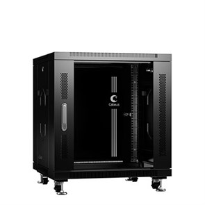 SH-05C-12U60/80-BK Шкаф телекоммуникационный напольный 19" 2U 600x800x730mm (ШхГхВ) передняя стеклянная и задняя сплошная металлическая двери Cabeus SH-05C-12U60/80-BK