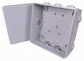 РЕ 120-015 серая Коробка распределительная 125x125x50мм, 9 вводов, наружный монтаж, IP54 (уп.42шт.) PlastElectro (Россия) PE 120 015