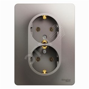 GSL001224 Glossa Розетка двойная с заземлением,16А, 250В, платина (уп.6шт.) Schneider Electric GSL001224
