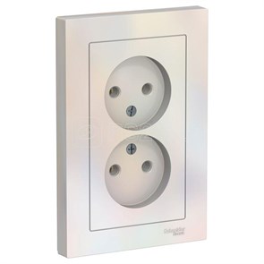ATN000420 AtlasDesign Розетка двойная без заземления, жемчуг, в сборе (уп.6шт.) Systeme Electric (Россия) ATN000420