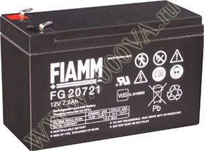 FG20721 Аккумулятор 12В/7,2А/ч сроком службы не менее 5 лет FIAMM (Италия) FG20721