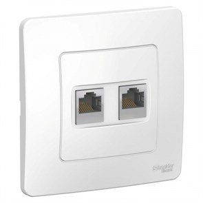 BLNIS045111 Blanca Розетка 2 гнезда RJ45 Cat.5e+RJ11 телефон, белая (уп.10шт.) Schneider Electric BLNIS045111