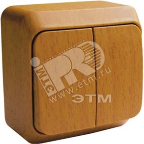 BA 10-006T ЭТЮД Двухклавишный выключатель с подсветкой  бук  Schneider Electric BA 10-006T
