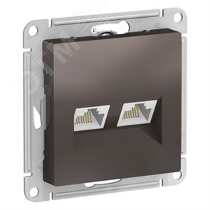 ATN000685 AtlasDesign Механизм розетки двойной компьютерной RJ45+RJ45, Cat.5e, мокко (уп.10шт.) Systeme Electric (Россия) ATN000685