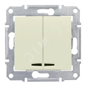 SDN0300347 Sedna Механизм выключателя 2-кл. с синей подсветкой, 10А, 250В, бежевый (уп.10шт.) SDN0300347