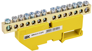 YNN10-812-14D-K05 ШНИ-8х12-14-Д-Ж Шина PE земля на DIN-изоляторе желтый (уп.20шт.) IEK® (Китай) YNN10-812-14D-K05