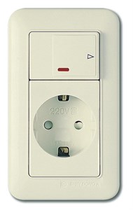 WST 1023L Блок Выключатель 1кл. (подсветка) + Розетка 1-я с заземлением бежевый (уп.50шт.) WST 1023L