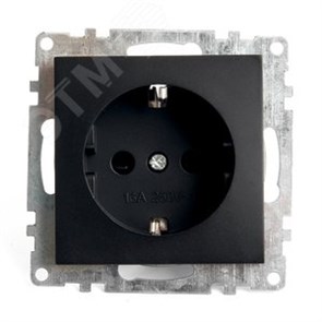 39610 GLS16-7110-05 черный Механизм розетки 1 гнездо с заземлением и шторками, черный (уп.10шт.) Stekker (Китай) 39610