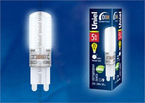 LED-JCD-5W/NW/G9/CL/DIM Лампа светодиодная диммируемая (уп.20шт.) UNIEL LED-JCD-5W/NW/G9/CL/DIM