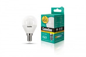 LED7-G45/830/E14 P LED 7Вт E14 3000К 580Лм шарик 220В (замена 60Вт) Лампа светодиодная (уп.10/100шт.) Camelion (Китай) LED7-G45/830/E14