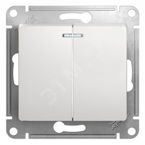 GSL000153 Glossa Двухклавишный выключатель с подсветкой (сх.5а), белый, механизм (уп.20шт.) Schneider Electric GSL000153