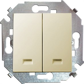 1591392-031 S15 Выключатель двухклавишный с подсв., 16А, 250В, винт. зажим, слон. кость (уп.20шт.) 1591392-031