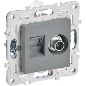 SK-AK20-1-K03 Skandy Механизм розетки TV + компьютерная RJ45, Cat.5e, серый (уп.10шт.) IEK® (Китай) SK-AK20-1-K03