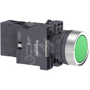 XA2EW33M1 Кнопка со светодиодной подсветкой 220В зеленая 1НО (уп.10шт.) Schneider Electric XA2EW33M1