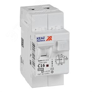 328098 OptiDin D63-22C16-AC-У3 Выключатель автоматический дифференциальный (АВДТ) 1п+N 16А 30мА тип AC х-ка С 4.5кА КЭАЗ (Россия) 328098