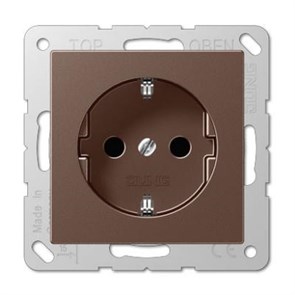 A1520MO A500 Розетка с заземлением 16А 250V~, безвинтовой зажим, мокка Jung (Германия) A1520MO