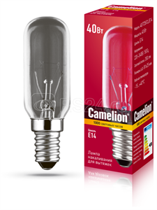 40/T25/CL/E14 230V 40W Е14 CL Лампа накаливания для кухонных вытяжек и ночников (уп.100шт.) Camelion (Беларусь) 40/T25/CL/E14