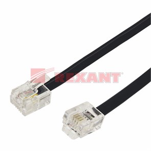 FD 18-3022/6113 Телефонный удлинитель 2м черный (уп.10/400шт.) REXANT FD 18-3022