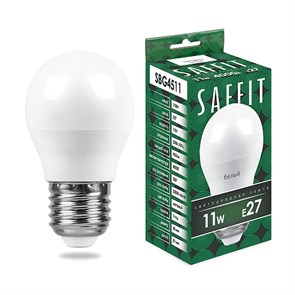 55139 SAFFIT SBG4511, G45 (шар), 11W 230V E27 4000К (белый) Лампа светодиодная FERON 55139