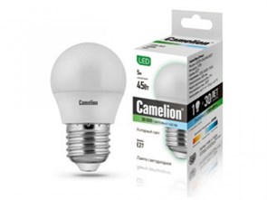 LED5-G45/845/E27 BasicPower Светодиодная лампа 5Вт 220B (уп.10/100шт.) Camelion LED5-G45/845/E27