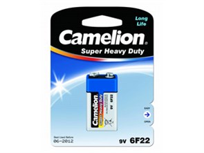 6F22-BP1B Blue Элемент питания 6F22 (Крона), 9V (уп.12/240шт.) Camelion 6F22-BP1B