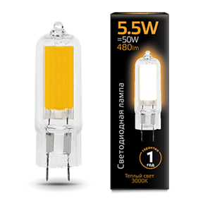 107807105 Gauss LED G4 AC220-240V 5.5W 3000K Glass Лампа светодиодная (уп.10шт.) 107807105