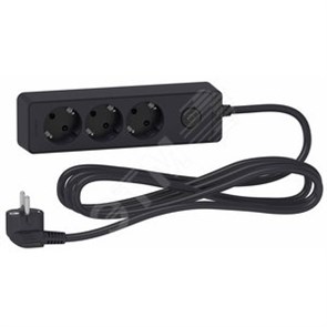 ST9433B UNICA EXTEND удлинитель 3 розетки 2К+З, кабель 3м, ЧЁРНЫЙ Schneider Electric ST9433B