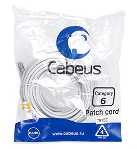 PC-FTP-RJ45-Cat.6-20m-LSZH Патч-корд F/UTP, экран, Cat.6e, LSZH, 20м, серый Cabeus PC-FTP-RJ45-Cat.6-20m-LSZH