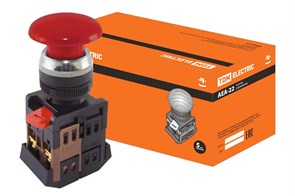 SQ0704-0015 Кнопка AEА-22 "Грибок" красный d22мм 1з+1р (уп.10шт.) TDM SQ0704-0015
