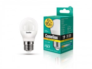 LED10-G45/830/E27 Светодиодная лампа 10Вт 220В (уп.10/100шт.) Camelion LED10-G45/830/E27