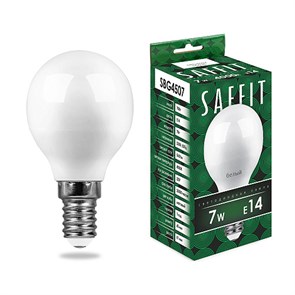 55035 SAFFIT SBG4507, G45 (шар), 7W 230V E14 4000К (белый) Лампа светодиодная FERON 55035
