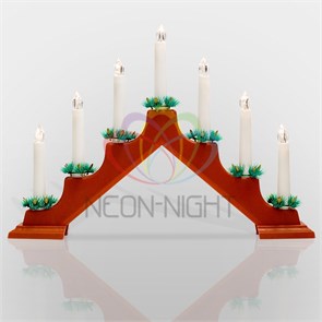 501-082 Горка новогодняя 7 свечек корпус красн. свечение тепл. бел. Neon-Night  501-082