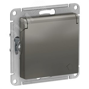 ATN000946 AtlasDesign Механизм розетки 1 гнездо с заземлением, шторками и крышкой, сталь (уп.5шт.) Systeme Electric (Россия) ATN000946