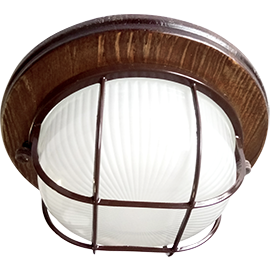 TP53R5ECA Ecola GX53 LED НБО-03-60-022 Cветильник накладной Круг дерево Орех 1*GX53, IP65, матовый с решеткой (уп.8шт.) TP53R5ECA