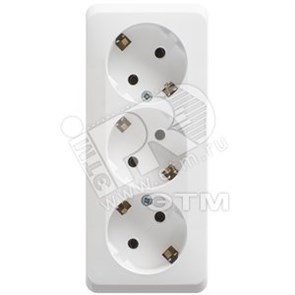 PA 16-011B ЭТЮД Розетка 3 гнезда с заземлением белая (уп.9шт.) Systeme Electric (Россия) PA16-011B