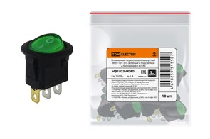 SQ0703-0040 MIRS-101-3-G зеленый с подсветкой 2 положения 1з Клавишный переключатель (уп.10шт.) TDM (Китай) SQ0703-0040