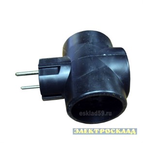 3T черный Тройник на 3 гнезда без заземления (уп.50шт.) TOKER 4607036302656