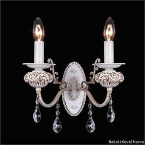 10846/2W WHITE ANTIQUE Бра кристалл, 2 х E14, 60W, золото Natali Kovaltseva 10846/2W