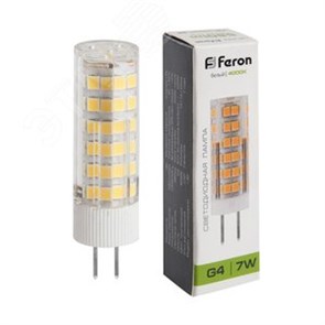25864 LB-433 (7W) 230V G4 4000K JCD Лампа светодиодная капсула (уп.100шт.) FERON (Китай) 25864