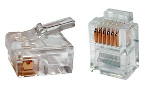 PLUG-6P6C-P-C2-100 Телефонный разъем RJ-12 (6P6C) (3µ"/ 3 микродюйма) (уп.100шт.) Hyperline PLUG-6P6C-P-C2-100