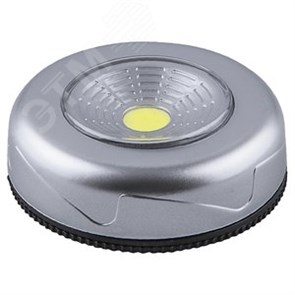 23374 FN1204 Светодиодный светильник-кнопка (1шт в блистере) 1LED 2W (3*AAA в комплект не входят), 69*25мм, серебро (уп.120шт.) FERON (Китай) 23374