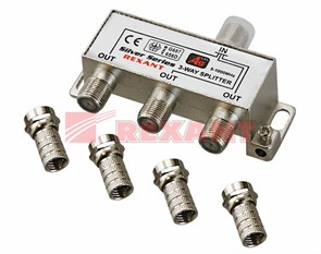 FD 05-6102 Silver Делитель (Краб) ТВx3 под F штекер 5-1000МГц (уп.10/200шт.) REXANT (Китай) FD 05-6102/2515