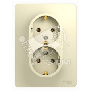 GSL000224 Glossa Розетка двойная с заземлением, бежевая, в сборе (уп.10шт.) Systeme Electric (Россия) GSL000224