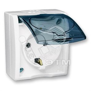 1594445-030 S15A Розетка 2Р+Е Schuko с крышкой, IP54, 16А 250В, винт. зажим, белая (уп.10шт.) Simon Electric 1594445-030