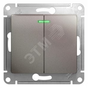GSL001253 Glossa Двухклавишный выключатель с подсветкой (сх.5а), платина, механизм (уп.20шт.) Schneider Electric GSL001253