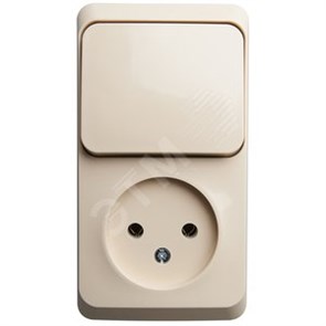 BPA 16-204K ЭТЮД Блок О/У: Розетка без заземления + выключатель 1-клавиш., бежевый (уп.12шт.) BPA16-204K
